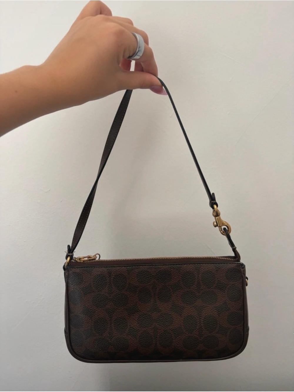 Coach Dark Brown Signature Plaza Bag